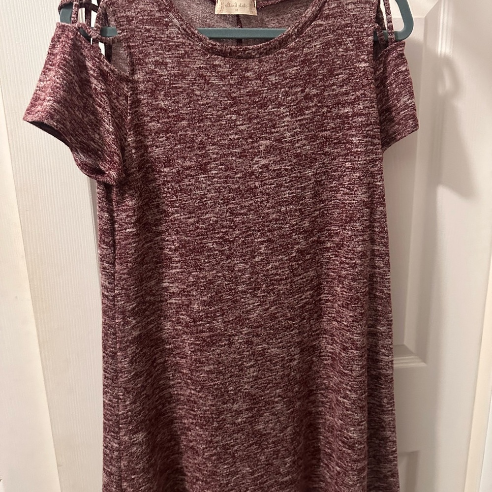 Altar'd State Burgundy Cold Shoulder Mini Dress